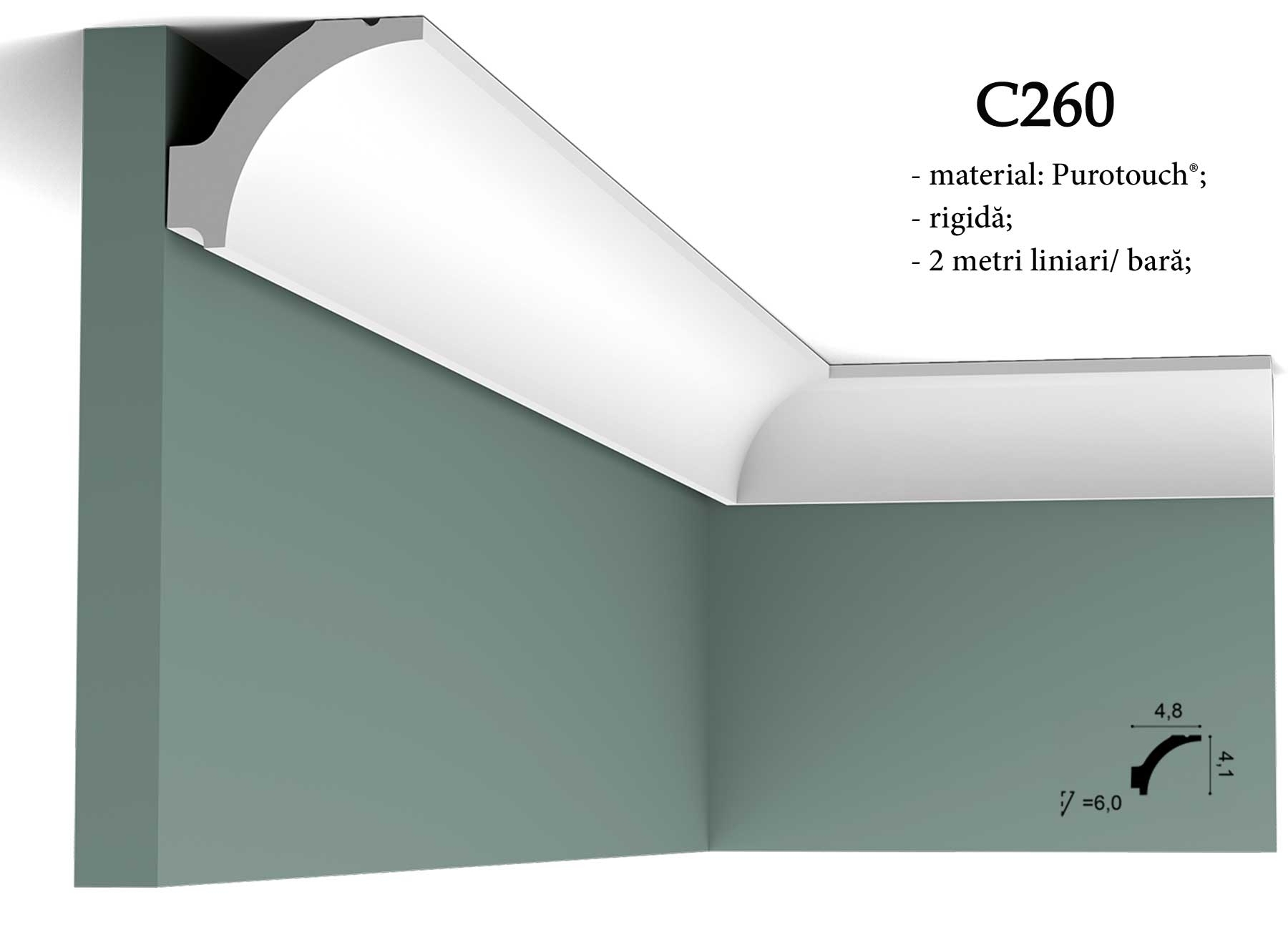 Cornisa C260 decorativa pentru tavan Orac Decor.