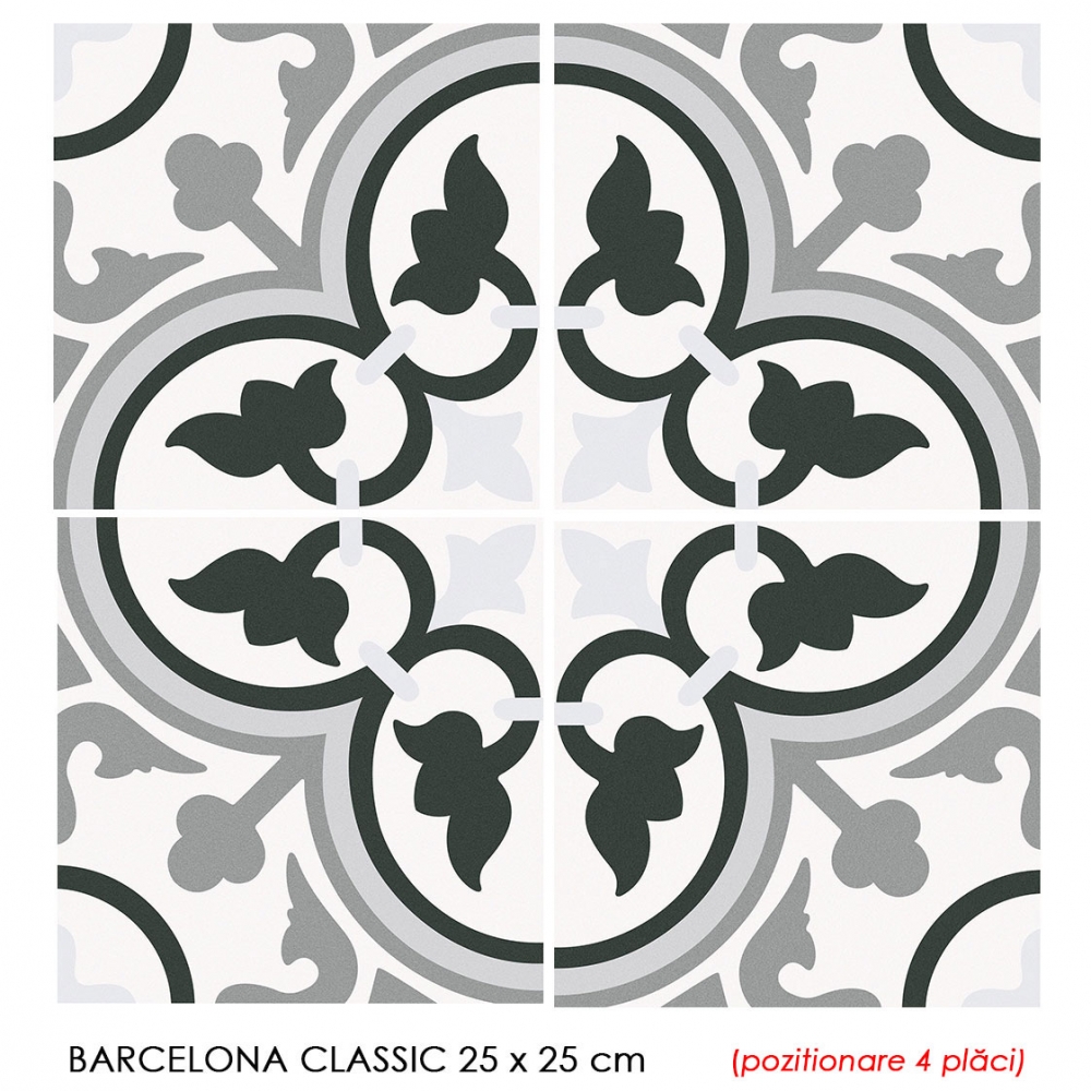 gresie decorativa alb negru barcelona classic